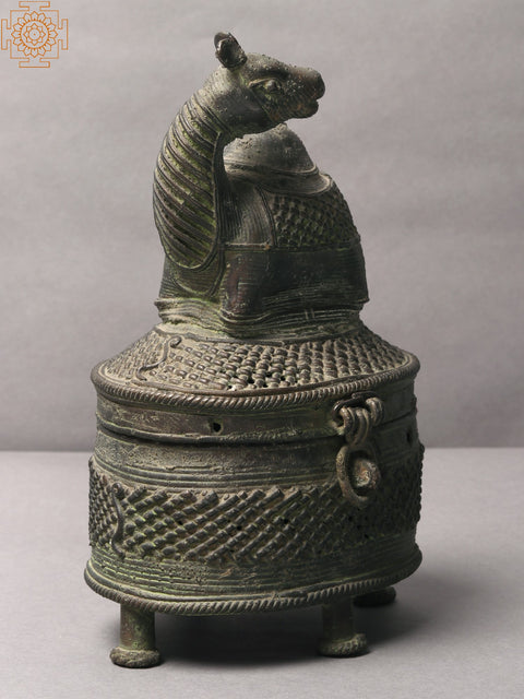 8" Tribal Camel Design Storage Box in Brass