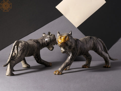 14'' Roaring Tiger Statue (Pair of 2) | Home Decor
