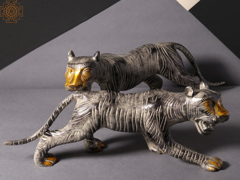 14'' Roaring Tiger Statue (Pair of 2) | Home Decor