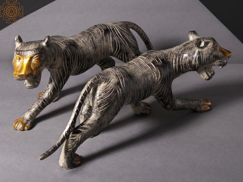 14'' Roaring Tiger Statue (Pair of 2) | Home Decor