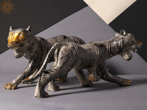 14'' Roaring Tiger Statue (Pair of 2) | Home Decor