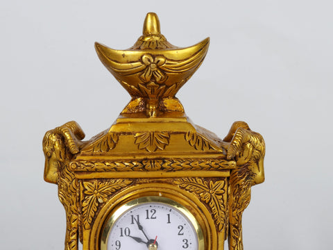 10” Designer Brass Tabletop Clock | Table Decor | Made in India
