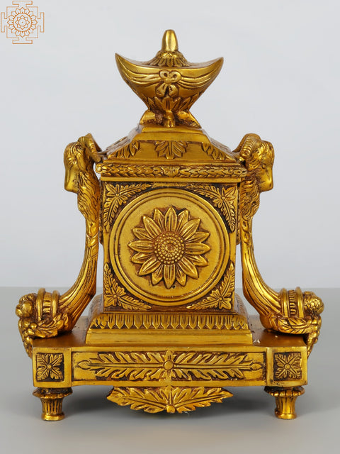 10” Designer Brass Tabletop Clock | Table Decor | Made in India