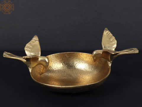 9" Bowl Urli With Birds | Brass