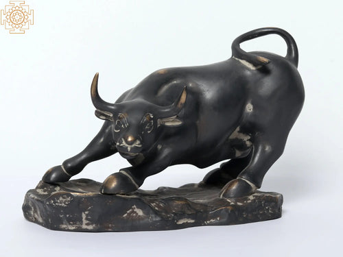 11" Charging Bull Brass Statue for Home Decor