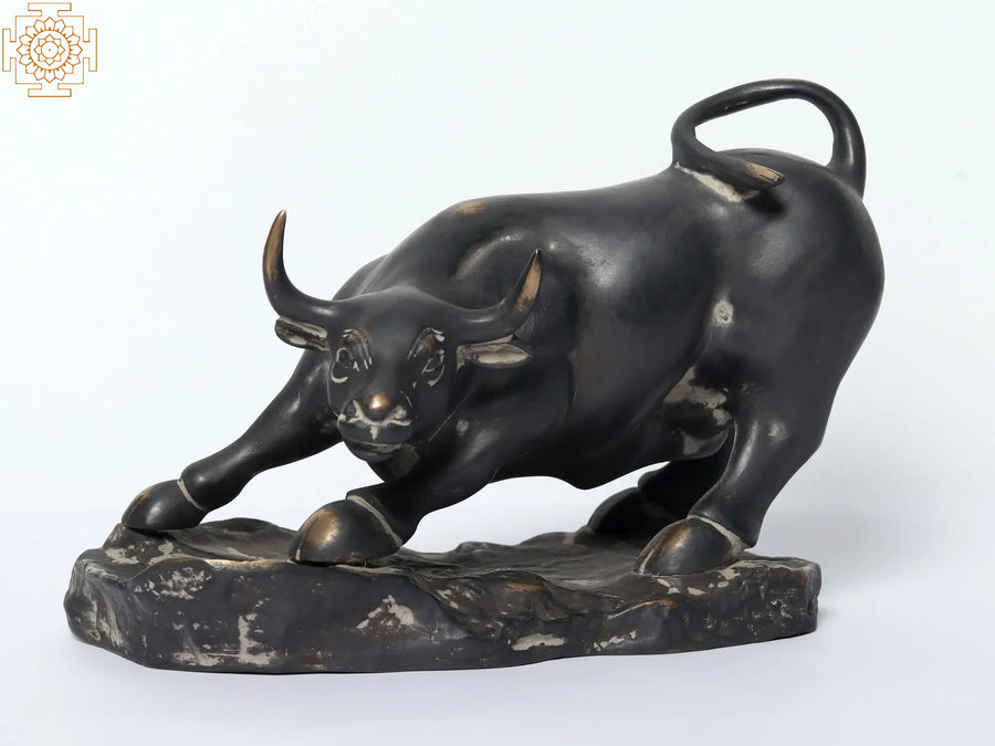 11" Charging Bull Brass Statue for Home Decor