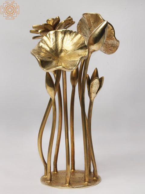 10'' Beautiful Lotus Flower and Buds with stand | Home Decor