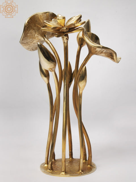 10'' Beautiful Lotus Flower and Buds with stand | Home Decor