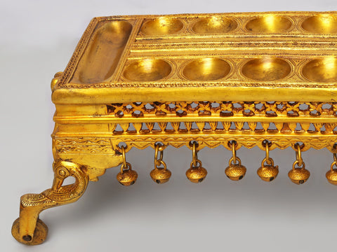 19" Traditional South Indian Game Pallanguzhi with Wheels In Brass