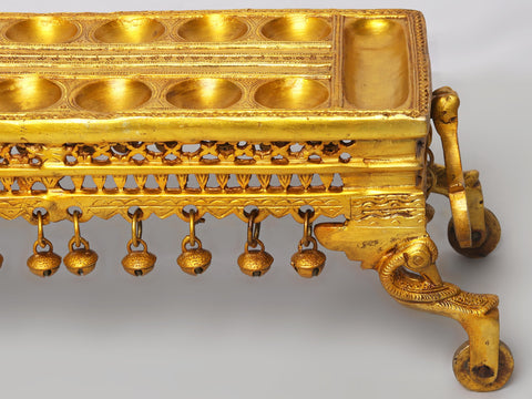 19" Traditional South Indian Game Pallanguzhi with Wheels In Brass