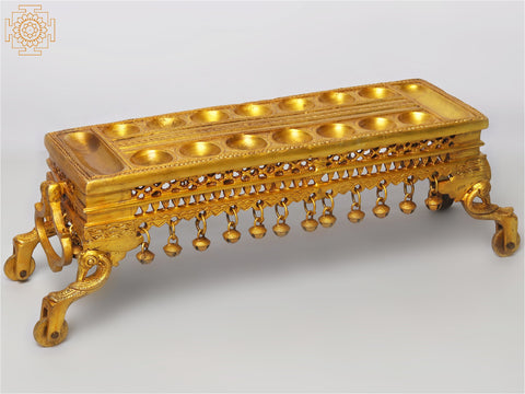 19" Traditional South Indian Game Pallanguzhi with Wheels In Brass