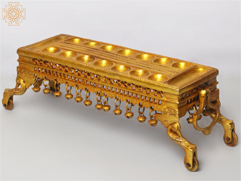 19" Traditional South Indian Game Pallanguzhi with Wheels In Brass