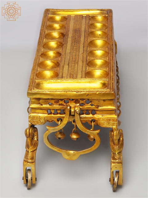 19" Traditional South Indian Game Pallanguzhi with Wheels In Brass