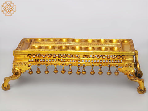 19" Traditional South Indian Game Pallanguzhi with Wheels In Brass