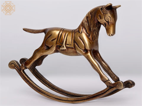 6" Brass Rocking Horse - Tabletop Figurine Statue
