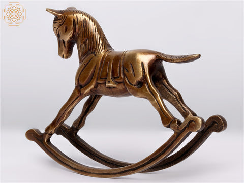 6" Brass Rocking Horse - Tabletop Figurine Statue