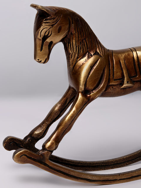6" Brass Rocking Horse - Tabletop Figurine Statue