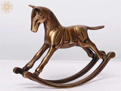 6" Brass Rocking Horse - Tabletop Figurine Statue