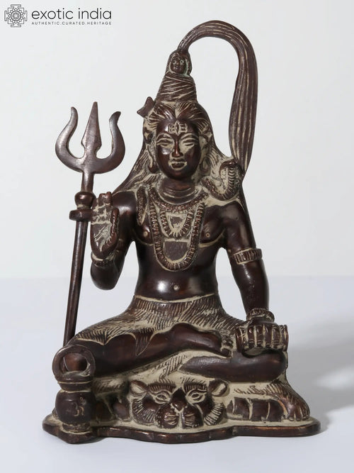 6" Lord Shiva Blessing Brass Idol for Pooja