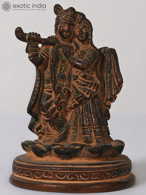 4" Small Standing Radha Krishna Brass Statue