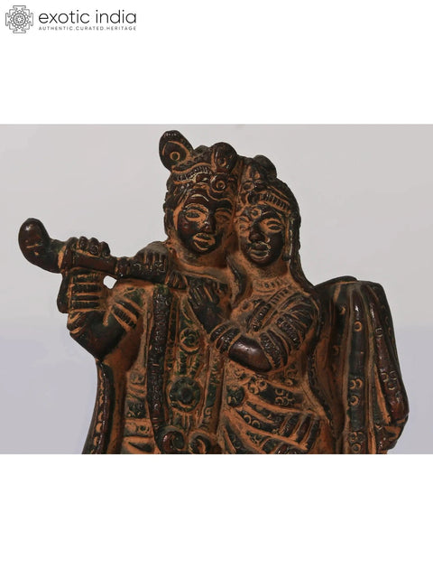 4" Small Standing Radha Krishna Brass Statue