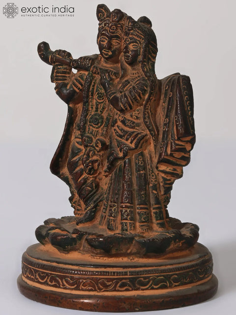 4" Small Standing Radha Krishna Brass Statue