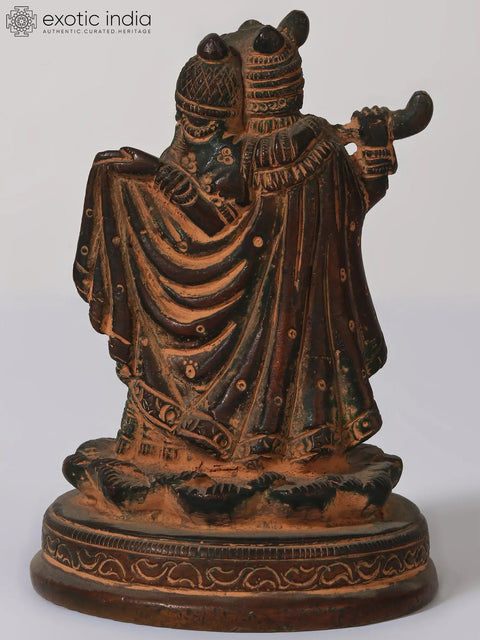 4" Small Standing Radha Krishna Brass Statue