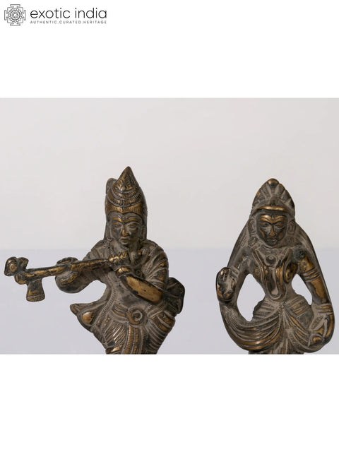 4" Small Pair of Radha Madhav (Krishna) in Brass