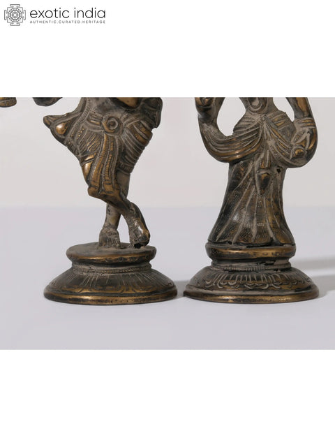 4" Small Pair of Radha Madhav (Krishna) in Brass