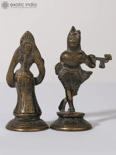4" Small Pair of Radha Madhav (Krishna) in Brass