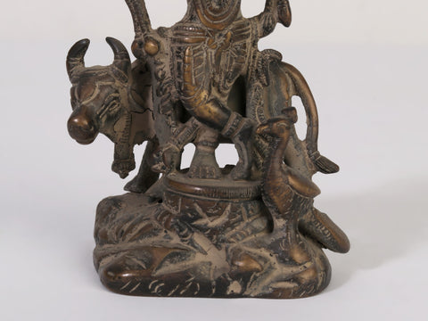 4" Small Lord Venugopal (Krishna) Playing Flute with Cow and Peacock