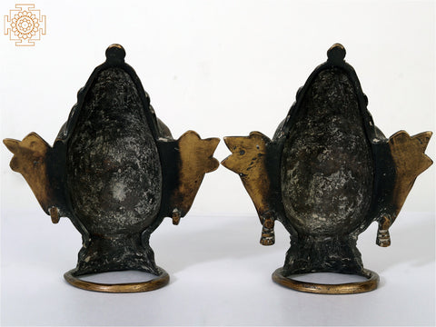6" Pair of Shiva Parvati Heads Brass Statues from Himachal
