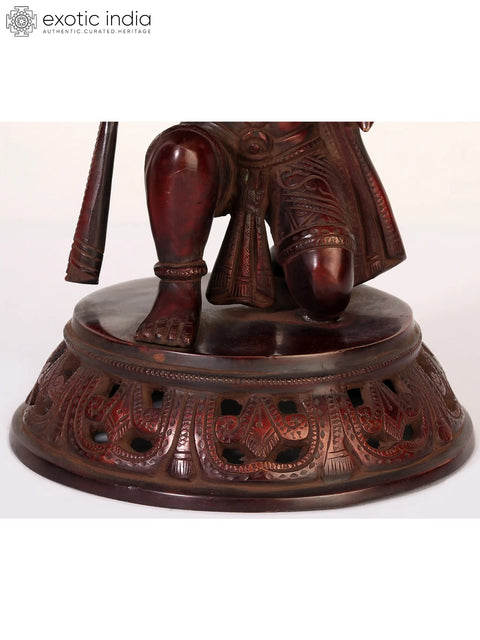 11" Red Color Lord Hanuman Statue Seated in Blessing Gesture