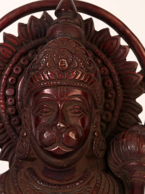 11" Red Color Lord Hanuman Statue Seated in Blessing Gesture