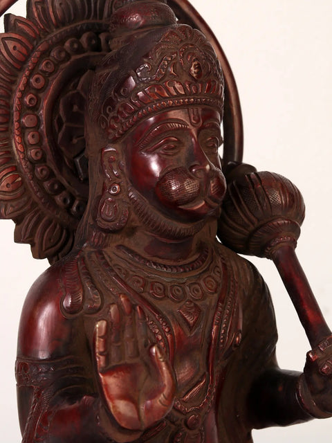11" Red Color Lord Hanuman Statue Seated in Blessing Gesture
