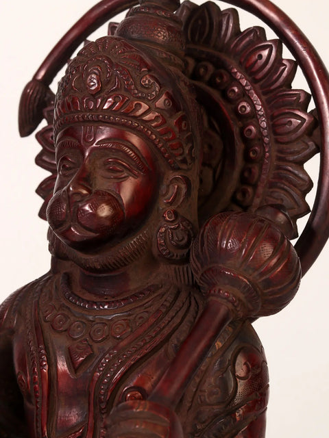 11" Red Color Lord Hanuman Statue Seated in Blessing Gesture
