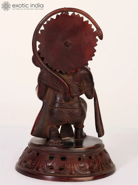 11" Red Color Lord Hanuman Statue Seated in Blessing Gesture