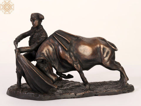 10" Bull and Matador (Bull Fighting) | Brass Statue