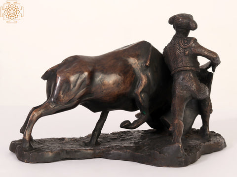 10" Bull and Matador (Bull Fighting) | Brass Statue