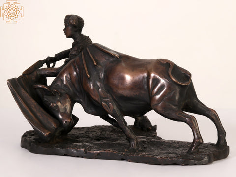 10" Bull and Matador (Bull Fighting) | Brass Statue