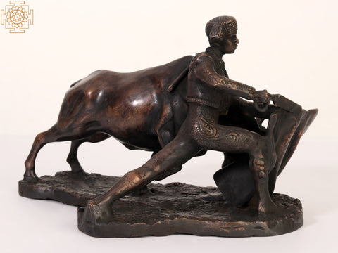 10" Bull and Matador (Bull Fighting) | Brass Statue