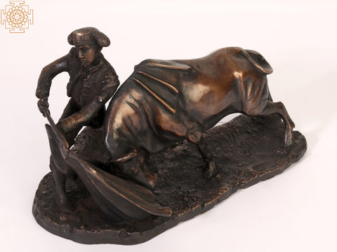10" Bull and Matador (Bull Fighting) | Brass Statue