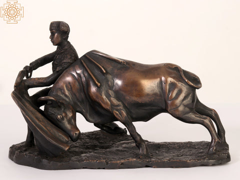 10" Bull and Matador (Bull Fighting) | Brass Statue