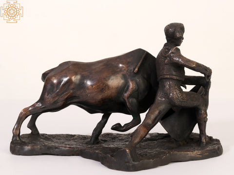 10" Bull and Matador (Bull Fighting) | Brass Statue