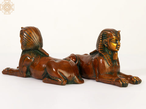 9" Pair of Egyptian Sphinx in Brass
