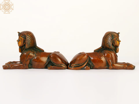 9" Pair of Egyptian Sphinx in Brass