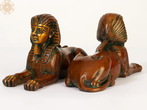 9" Pair of Egyptian Sphinx in Brass