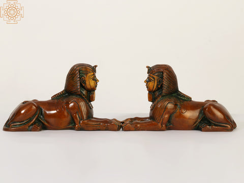 9" Pair of Egyptian Sphinx in Brass