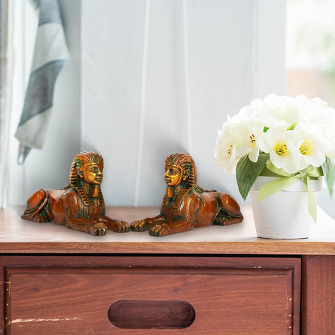 9" Pair of Egyptian Sphinx in Brass