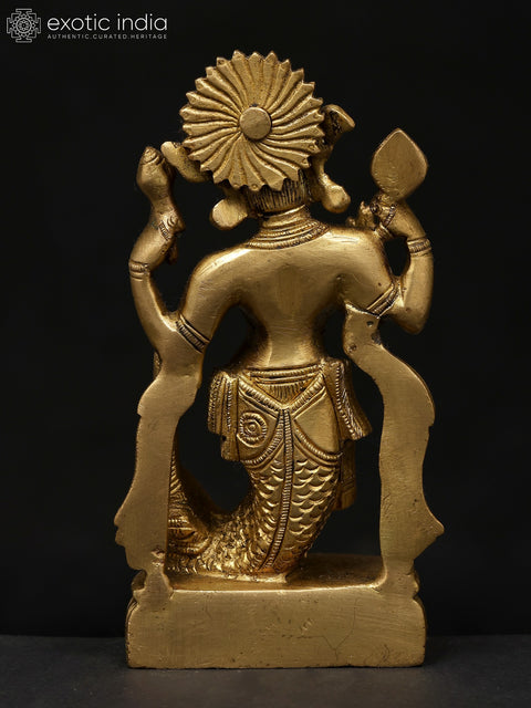 6" Small Matsya Avatara of Lord Vishnu | Brass Statue